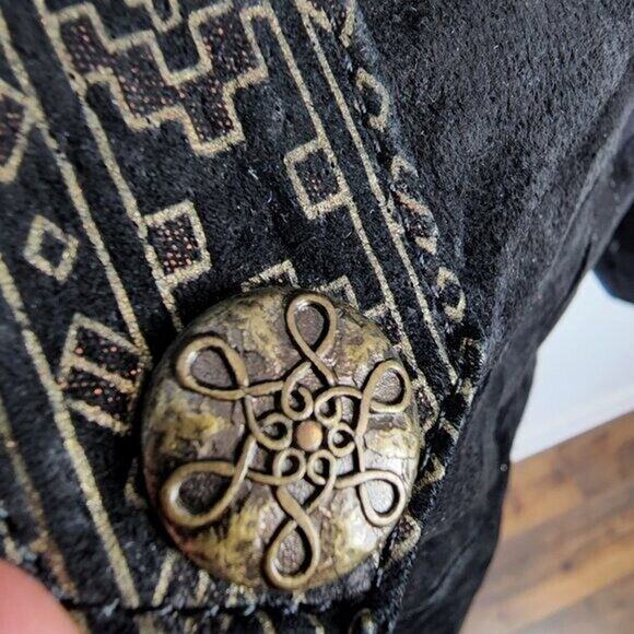 Paris Sport Club Vintage Leather Snowflake Printed Dolman Sleeve Jacket - Picture 13 of 13